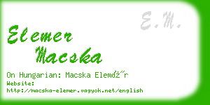 elemer macska business card